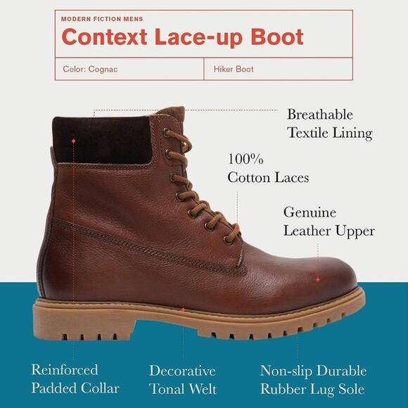 Modern Fiction Men's Casual Leather Cognac Brown Non Slip Boot Size 11 NEW - Picture 10 of 11